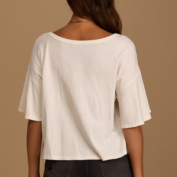 NWT Lulus Fly Style Off White Flutter‎ Sleeve Tee - Small - Picture 6 of 14